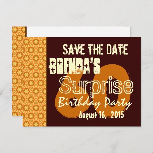 日付60thサプライズ誕生日金ゴールド星を保存 案内ポストカード (正面/裏面)