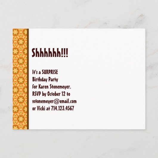 日付60thサプライズ誕生日金ゴールド星を保存 案内ポストカード (裏面)