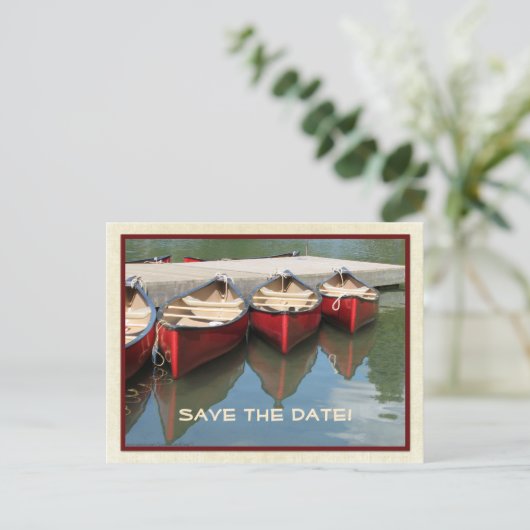 日付65誕生日赤カヌーはがきを保存 案内ポストカード (スタンド正面)