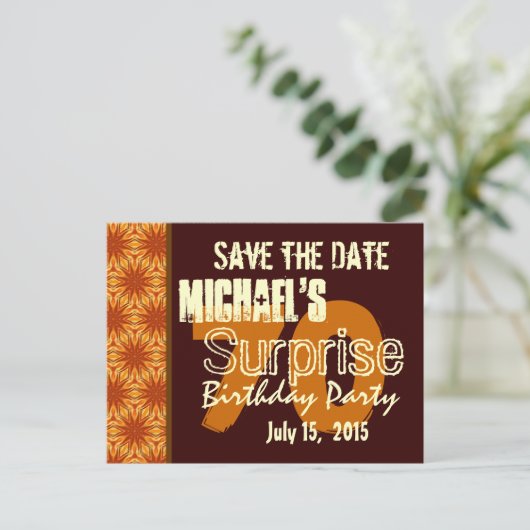 日付70thサプライズ誕生日金ゴールドの保存 案内ポストカード (スタンド正面)