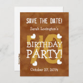 日付70th Birthday Party V70B金ゴールドの保存 案内ポストカード (正面/裏面)