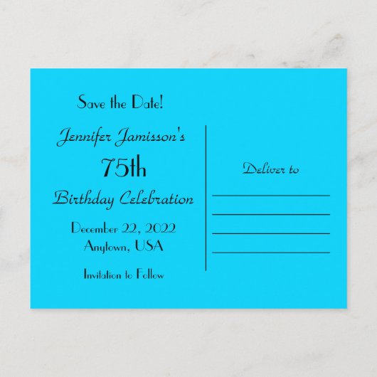 日付75番目の誕生祝いはがきを保存 案内ポストカード (裏面)