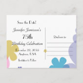 日付75番目の誕生祝いフェスティバルの保存 案内ポストカード (裏面)