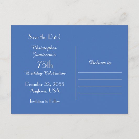 日付75誕生日山の風景を保存 案内ポストカード (裏面)