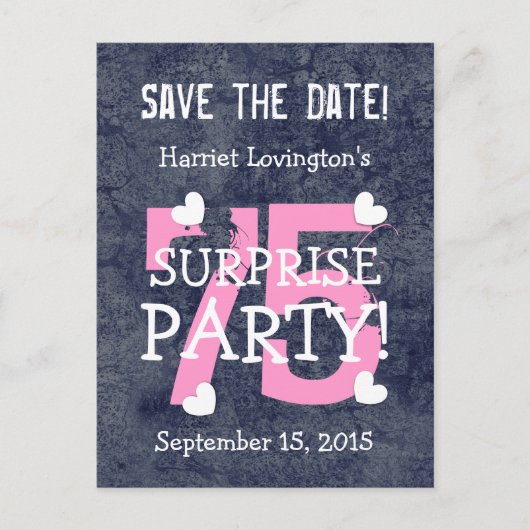 日付75thサプライズ誕生日S75A BLUEの保存 案内ポストカード (正面)