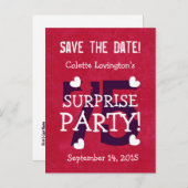 日付75thサプライズ誕生日S75B REDを保存 案内ポストカード (正面/裏面)