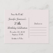 日付75th誕生日パーティーのはがきを保存する 案内ポストカード (裏面)