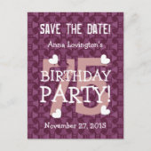 日付75th Birthday Party V75B WINEを保存 案内ポストカード (正面)