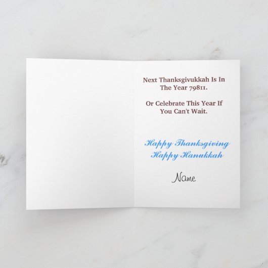 日付79811のThanksgivukkahの挨拶状を救って下さい シーズンカード (内部)