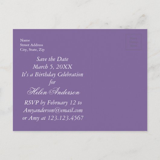 日付80番目の誕生日はがきを保存パーソナライズされた 案内ポストカード (裏面)