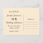 日付80番目の誕生祝いはがきを保存 案内ポストカード (裏面)