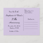 日付80th誕生日パーティパープルフローラの保存 案内ポストカード (裏面)