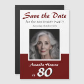 日付80th誕生日パーティフォトマグネットを保存 (正面/裏面)