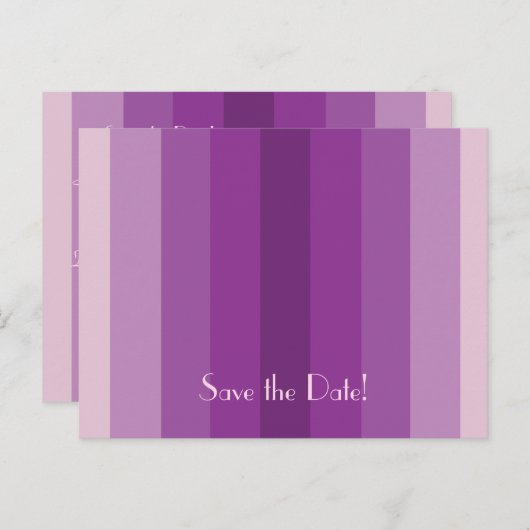 日付90th誕生日パーティーを保存する紫のストライプ 案内ポストカード (正面/裏面)