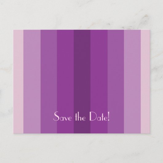 日付90th誕生日パーティーを保存する紫のストライプ 案内ポストカード (正面)