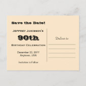 日付90th誕生日パーティーを保存する魚釣りボート 案内ポストカード (裏面)