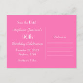 日付90th誕生日パーティーを保存する,ピンクの抽象芸術 案内ポストカード (裏面)