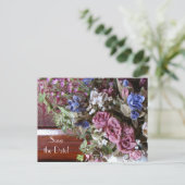 日付90th Birthday Partyフローラの保存 案内ポストカード (スタンド正面)