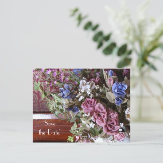 日付90th Birthday Partyフローラの保存 案内ポストカード (スタンド正面)