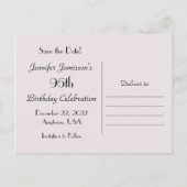 日付95th誕生日パーティー花びら葉書の保存 案内ポストカード (裏面)