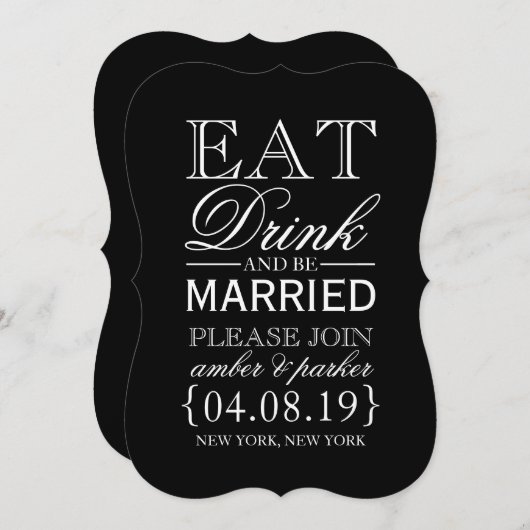 日付|を食べましたり飲み物を及びあります救って下さい 招待状 (正面/裏面)