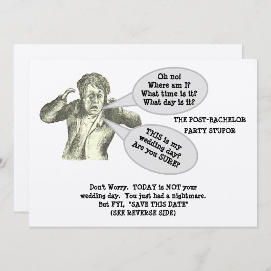 「日付/バチュラーパーティ後のストゥーパーを保存おもしろい/ セーブザデート (正面/裏面)