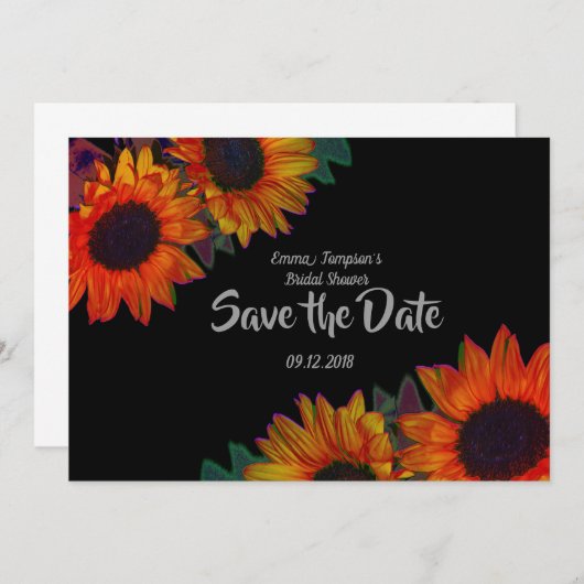 日付、ブライダルシャワーのヒマワリを救って下さい セーブザデート (正面/裏面)