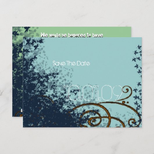 日付 – リーフの渦巻きを保存 –  案内ポストカード (正面/裏面)