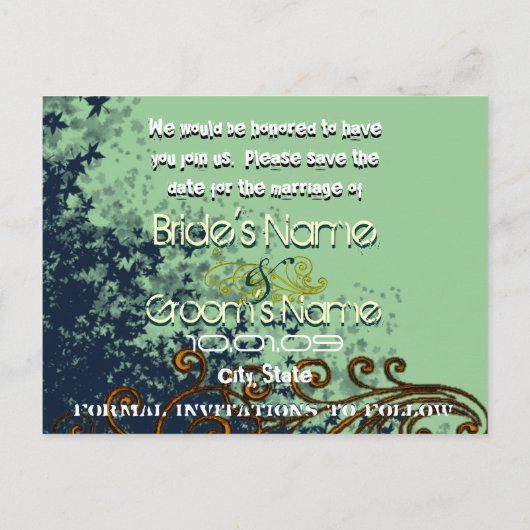 日付 – リーフの渦巻きを保存 –  案内ポストカード (裏面)