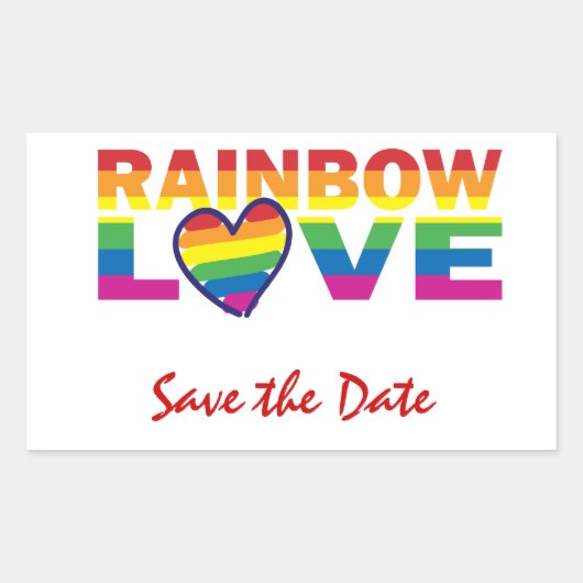 日付/レインボー結婚ズ/ゲイプライドを保存 長方形シール (正面)