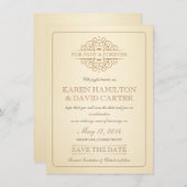 日付-ヴィンテージのビクトリアンでフォーマルな結婚式--を救って下さい セーブザデート (正面/裏面)