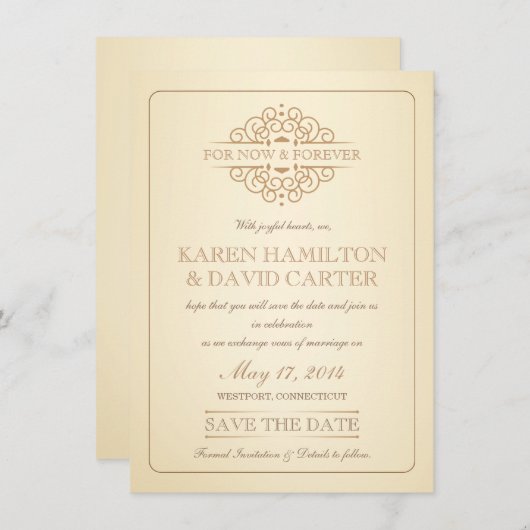 日付-ヴィンテージのビクトリアンでフォーマルな結婚式--を救って下さい セーブザデート (正面/裏面)