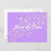 日付/冬の結婚式の雪の結晶を保存する 案内ポストカード (正面/裏面)