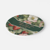 日付/名前"Berry in Love"花とイチゴ ペーパープレート (アングル)