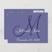 日付、名、イニシャル・モノグラム日付の保存 案内ポストカード (正面/裏面)