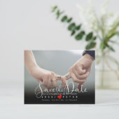 日付、手書きスクリプモダント、ハートの保存 ポストカード (スタンド正面)