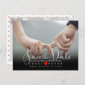 日付、手書きスクリプモダント、ハートの保存 ポストカード (正面/裏面)