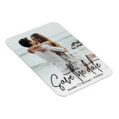 日付、手書きスタイリッシュの写結婚真を保存 マグネット (右側)