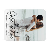 日付、手書きスタイリッシュの写結婚真を保存 マグネット (横)