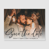 日付、書道の写真結婚磁石を保存する (正面)