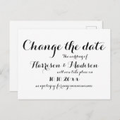 日付、書道の結婚変更 案内ポストカード (正面/裏面)