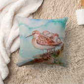 日付，水彩サンドパイパーショアビーチバードアート クッション (ブランケット)