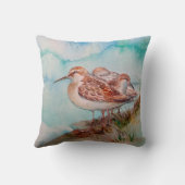 日付，水彩サンドパイパーショアビーチバードアート クッション (裏面)