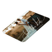 日付、白い手書きの写真を保結婚存する マグネット (左側)