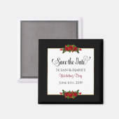 日付、磁石、赤いバラのコレクションを保存 マグネット (正面/裏面)