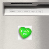 日付/緑のハートの保存 マグネット (インサイチュ (食洗機))