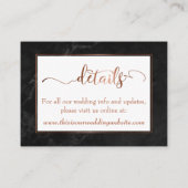 日付/詳細を保結婚存する銅、黒い大理石 名刺 (裏面)