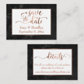 日付/詳細を保結婚存する銅、黒い大理石 名刺 (正面/裏面)
