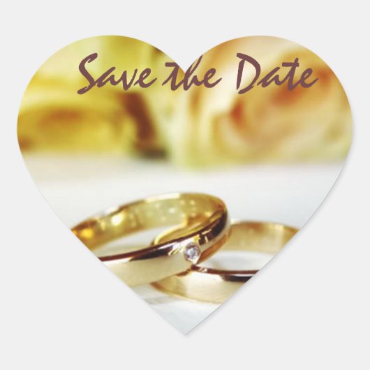 日付/金ゴールドの帯結婚を保存 ハートシール (正面)