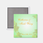 日付、黄色いチューリップの花を保存 マグネット (正面/裏面)